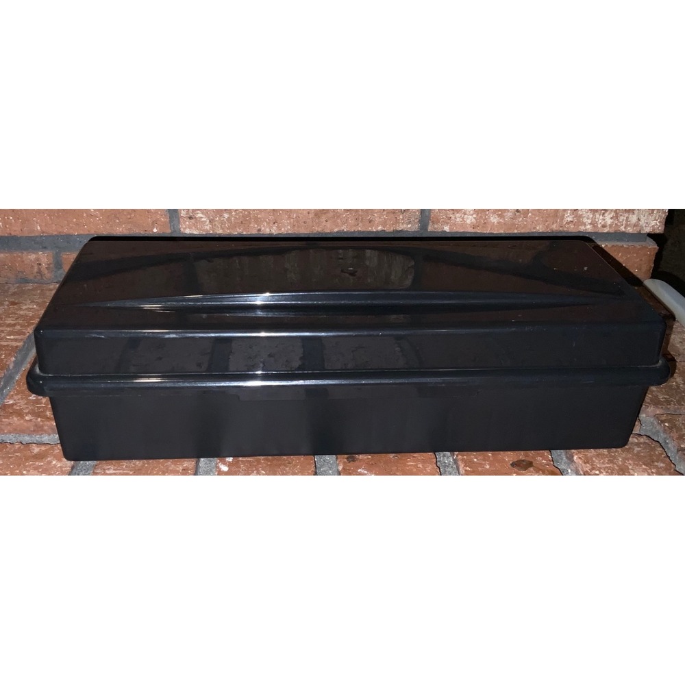 Alpha Black Hard Plastic Cassette Storage‎ Case Hinged Lid Slotted Interior Box